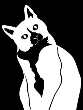Black stencil of cute cat Stock Illustration