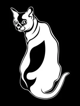 Black stencil of cute cat Stock Illustration