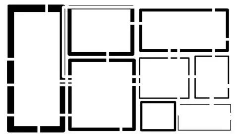 Black stencil rectangles set on white background vector illustration Stock Illustration