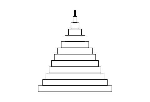 Black step pyramid on white background. Pyramid consisting of horizontal Stock Illustration