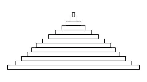 Black step pyramid on white background. Pyramid consisting of horizontal re.. Stock Illustration