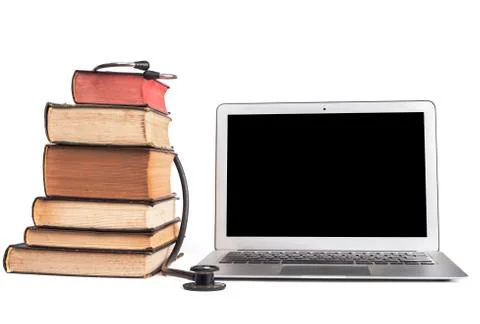 Black Stethoscope and Laptop Stock Photos