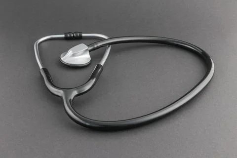 Black Stethoscope on Black Background Foto stock