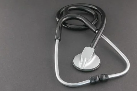 Black Stethoscope on Black Background Stock Photos