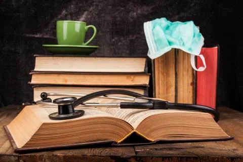 Black Stethoscope on Book Stock Photos
