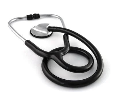Black stethoscope on white background Stock Photos
