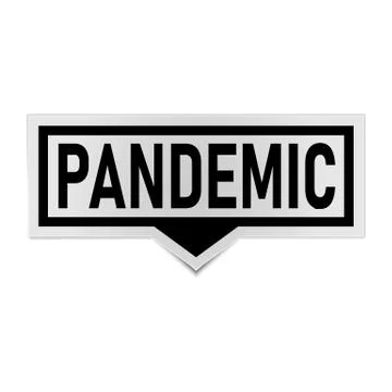 Black Sticker, Vector Sign Caution Warning, Pandemic Covid-19 Quarantine, Stock Illustration