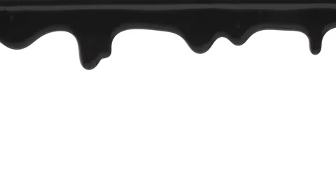 Black sticky liquid dripping down. Isolated on white background. Stock Footage 194158908