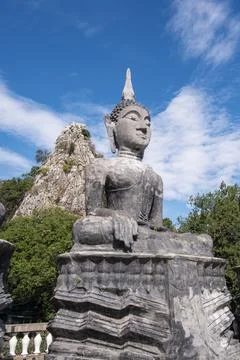 Black stone Buddha statue Stock Photos