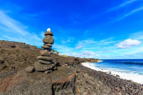 Black Stone Cairn Stock Photos