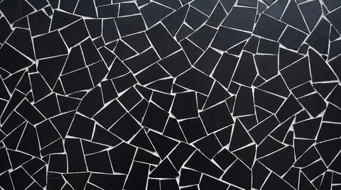 Black stone mosaic texture with irregular geometric pieces and gaps Stock Illustration