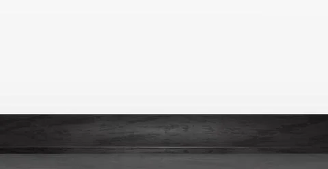 Black stone table top on white panoramic background, promotional web template Stock Illustration