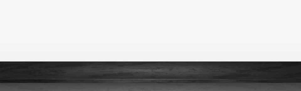Black stone table top on white panoramic background, promotional web template Stock Illustration