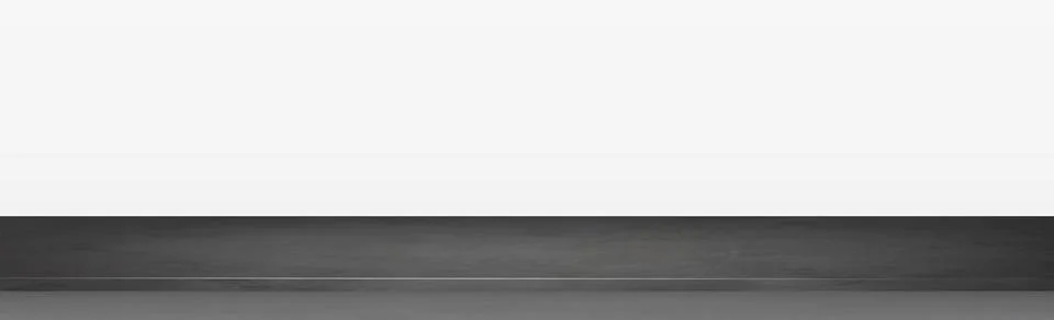 Black stone table top on white panoramic background, promotional web template - Stock Illustration