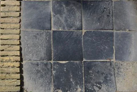 Black stone tile floor Stock Photos