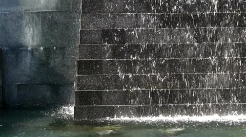 Black stone wall waterfall Stock Footage 49267004