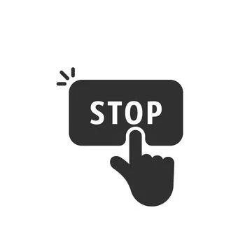Black stop button like finger pushing Stock Illustration