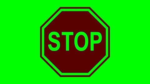 Black stop traffic sign red flash animation 스톡 동영상 342830148