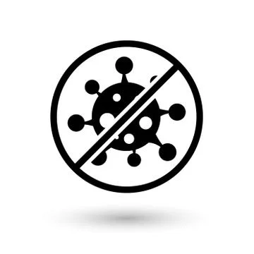 Black Stop virus, bacteria, germs and microbe icon Stock Illustration