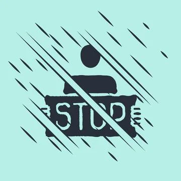 Black Stop war icon isolated on green background. Antiwar protest. World peace Stock Illustration