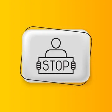Black Stop war icon isolated on yellow background. Antiwar protest. World p.. Stock Illustration