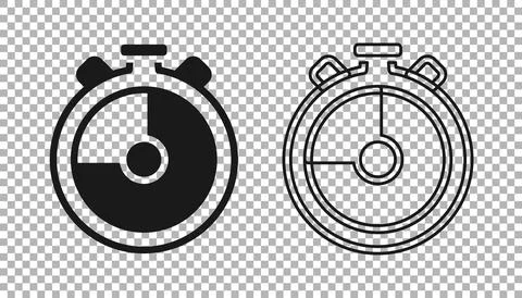 Black Stopwatch icon isolated on transparent background. Time timer sign 库存插图