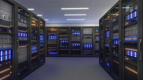 Black storage and processing unit, large AI processing server room, data ce.. 스톡 일러스트