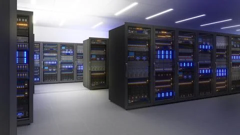 Black storage and processing unit, large AI processing server room, data ce.. 库存照片