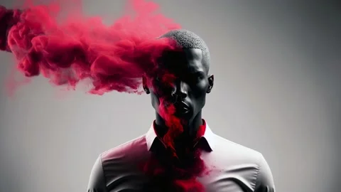 Black store mannequin covered in red smoke Stock Footage 226827498