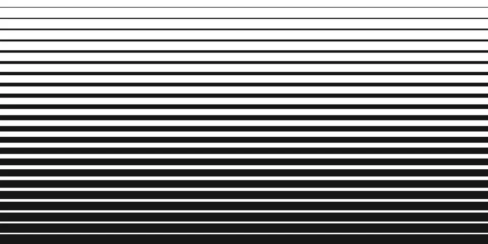 Black straight parallel lines of different thickness in row pattern. Halftone 스톡 일러스트