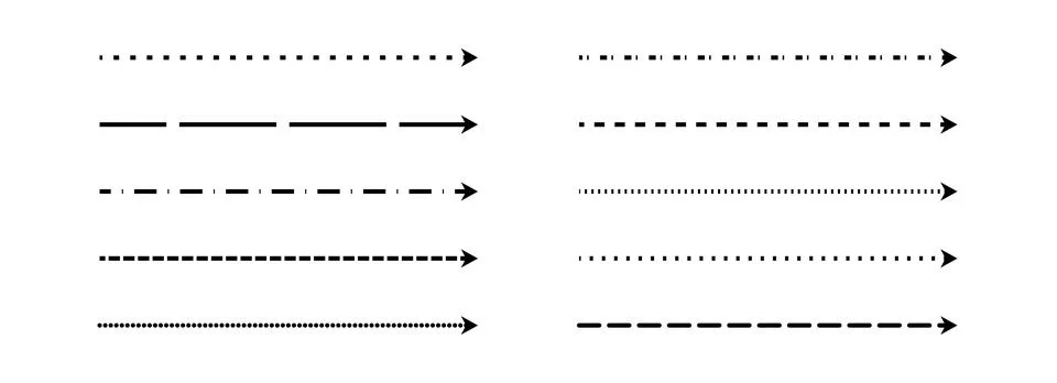 Black straight thin arrow set. Long thin arrows collection. Doodle sketched Stock Illustration