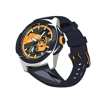 Black Strap Wristwatch Vector Isolate Stock Illustration