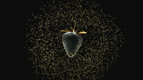 Black Strawberry Floating In the Air. 3D Render Stock Footage 106838542