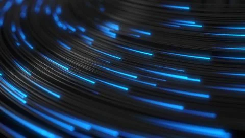 Black strings with glowing blue heads in dark. 3d illustration Stock Illustration