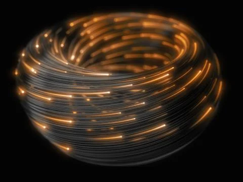 Black strings with glowing heads. 3d illustration Stock Illustration