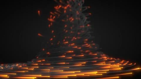 Black strings with glowing heads in dark. 3d illustration Stock Illustration