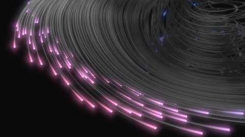 Black strings with glowing heads in dark. 3d illustration Stock Illustration