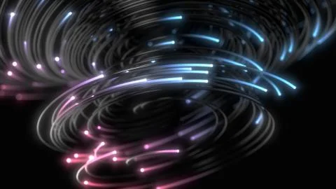 Black strings with glowing pink and blue heads in dark. 3d illustration Stock Illustration