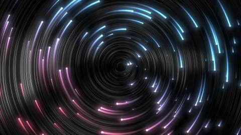 Black strings with glowing pink and blue heads in dark. 3d illustration Stock Illustration