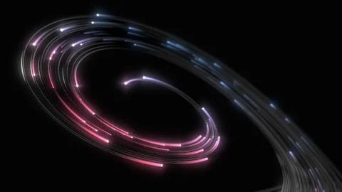 Black strings with glowing pink and blue heads in dark. 3d illustration Stock Illustration