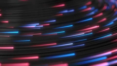 Black strings with glowing red and blue heads in dark. 3d illustration Stock Illustration