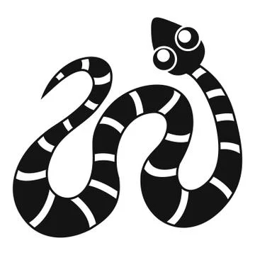 Black striped snake icon, simple style 스톡 일러스트