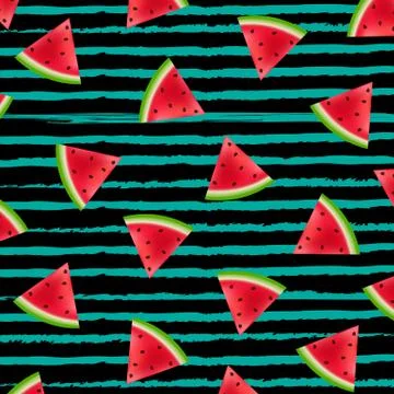 Black Striped With Watermelon Background Stock Illustration