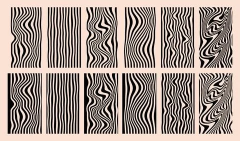 Black stripes waves abstract background collection. Isolated vector illustr.. Stock Illustration