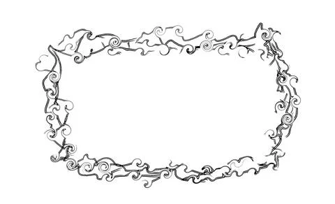 Black strokes on white background, frame, asymmetrical, partial blur effect, Illustrazione stock