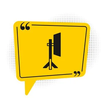 Black Studio light bulb in softbox icon isolated on white background. Shadow Illustrazione stock