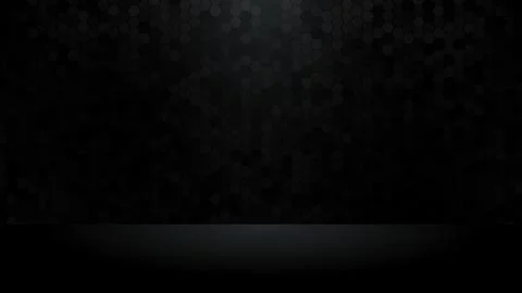 Black studio room with hexagon texture backdrop with top spotlight. Stock Illustration