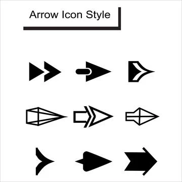 Black style arrow icon set. Stock Illustration
