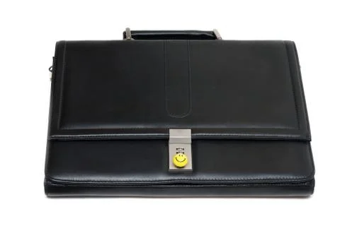 Black stylish leather briefcase Stock Photos