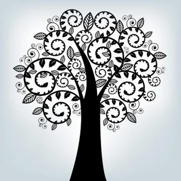 Black stylized tree Stock Illustration